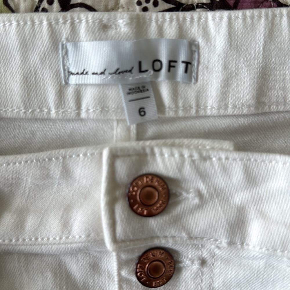 Loft White Button-Front Denim Skirt size 6 - Picture 5 of 6